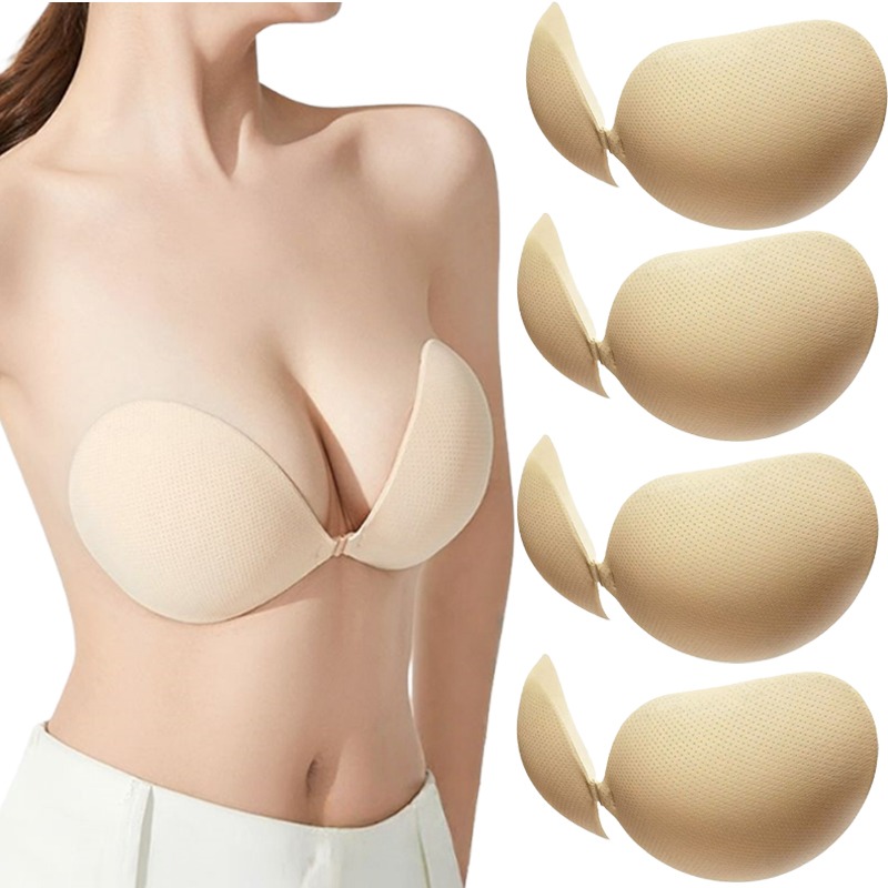 Strapless Bra Backless - Push-Up Klebe-BH Verdickte Unsichtbare Silikon-Brustvergrößerungspads Selbstklebende