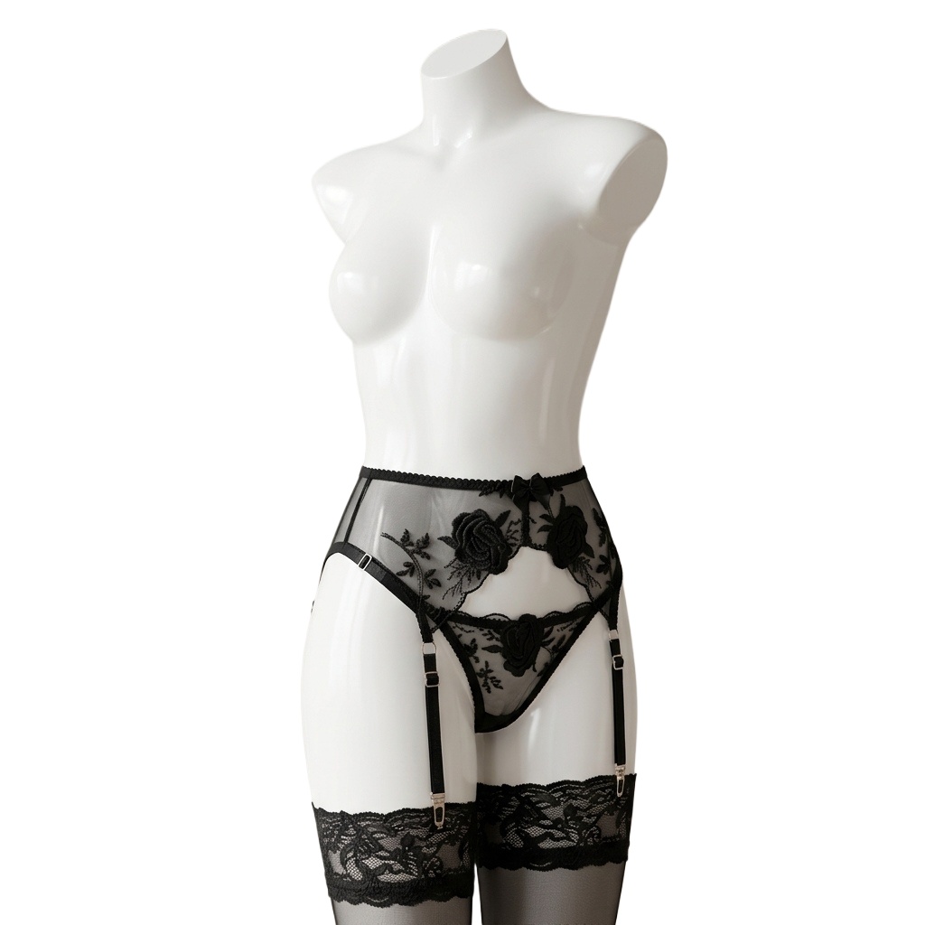 Damen-Set aus besticktem Blume – Garter Belt Set Bewertung und Preis