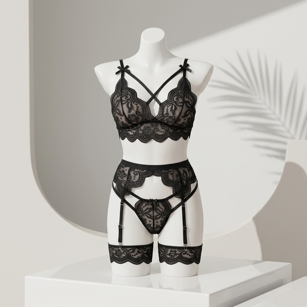 Damen-Set aus floraler Spitzen – Garter Belt Set Bewertung und Preis